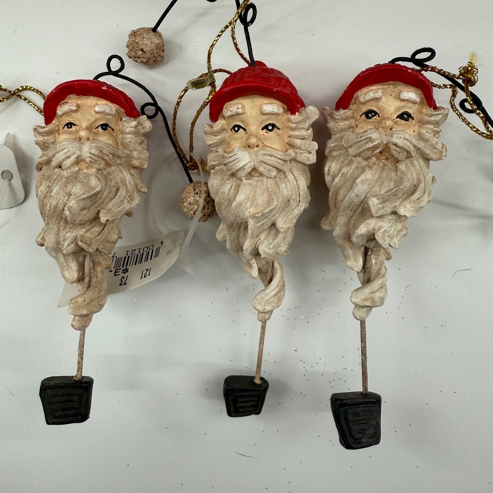 Whimsical‎ Vintage Festive 3 Santa Claus Golf Ornaments Christmas Decor New